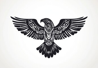 Ornate Tribal Style Eagle Wings Spread Design