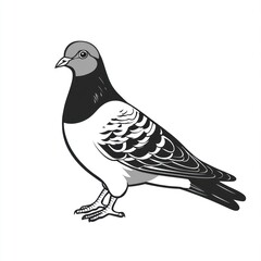 Fototapeta premium A Black And White Drawing Of A Pigeon