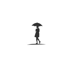 Silhouette of a person with an umbrella, ideal for weather-related or outdoor promotions vector , eps