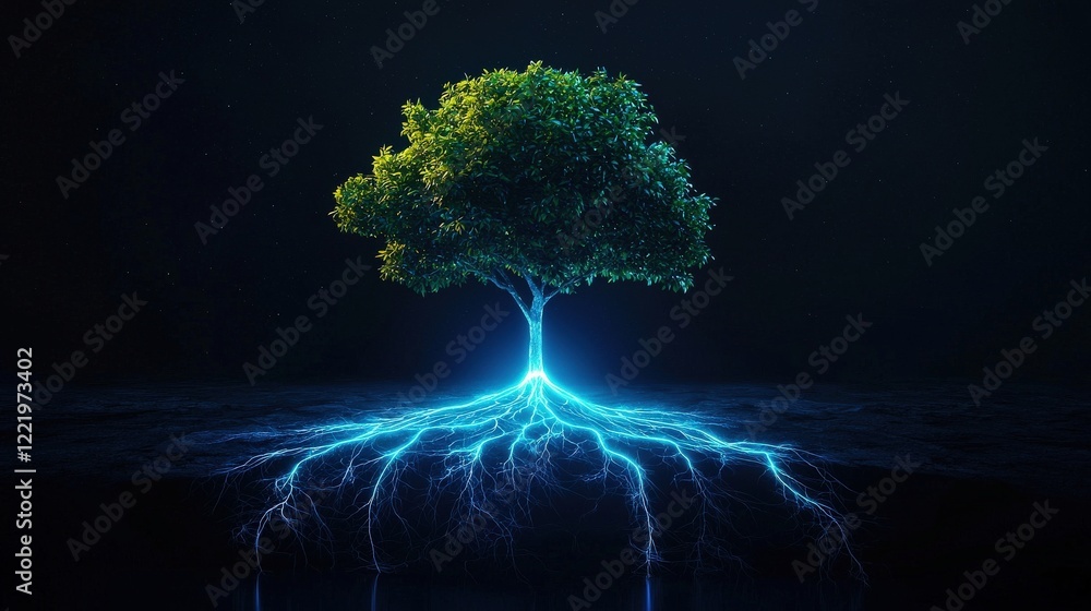 Poster a tree with glowing roots symbolizing equality and shared rights