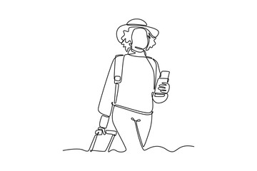 Ticket concept. Single line draw design vector graphic illustration.