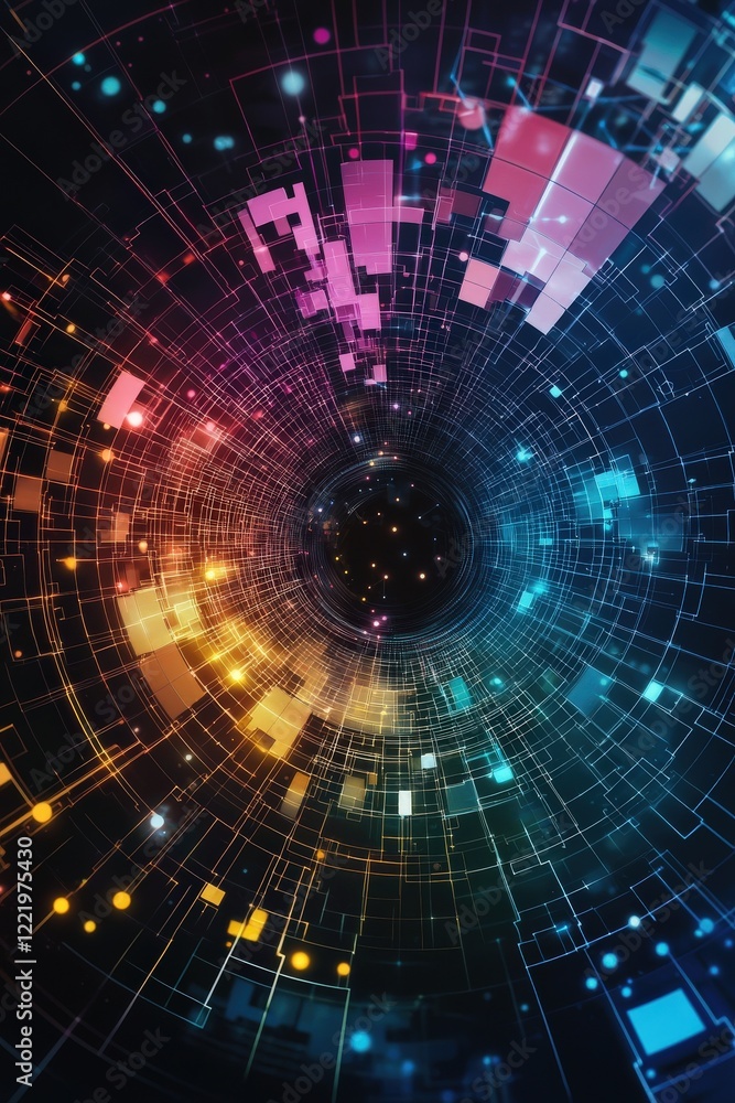 Poster abstract sudoku puzzle merging into radiant geometric patterns