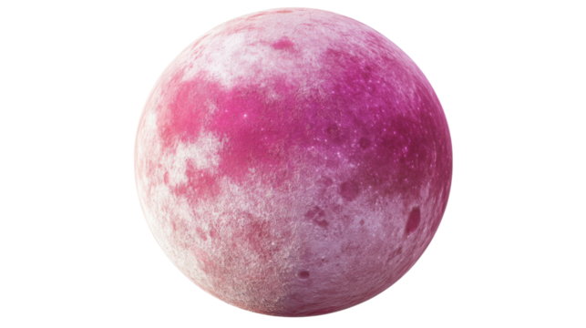 Pink planet on transparent background