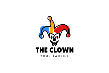 Simple illustration template jester hat logo minimalist joker clown design