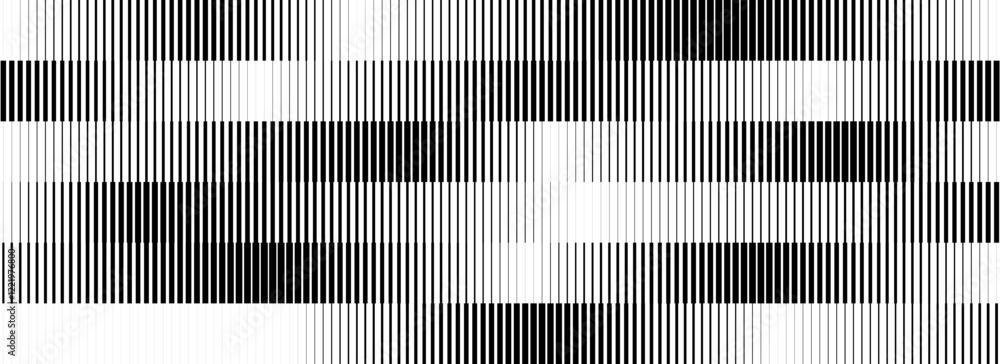 Aufkleber Black and white striped halftone gradient. Fading linear gradation background. Repeating strip pattern backdrop. Parallel lines wallpaper for overlay, print, cover. Vector pulsating effect concept