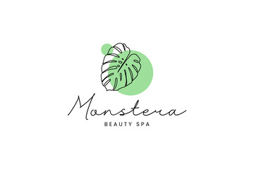 Monstera logo design symbol vector template