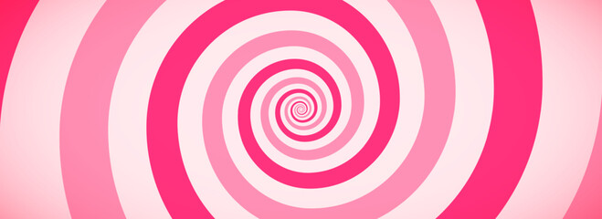 Candy color spiral pattern background. Creamy pink rotating swirl wallpaper. Sweet cartoon comic hypnotic concept. Vector ice cream backdrop. Spinning vortex for banner, poster, flyer, booklet. 