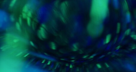 Bokeh stroboscope flare. Festive dispersion. Refraction color flare circular center. Ray passes...