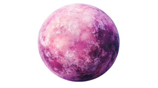 Pink planet on transparent background