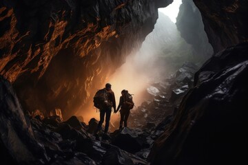 Fototapeta premium Cave recreation adventure outdoors.