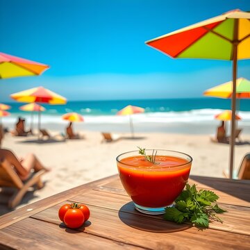 La Gazpacho, que tiene una pinta realmente deliciosa, se sirve en la playa.