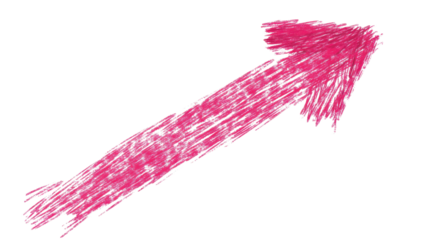 Pink Arrow up line hand drawn on transparent background