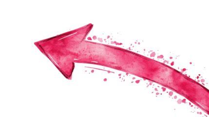 Pink Arrow up line hand drawn on transparent background