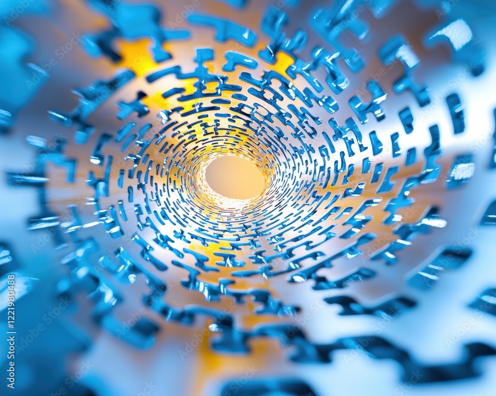 Poster abstract wave of sudoku puzzles merging into a creative center of light