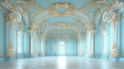 Obraz premium Opulent Blue Palace Ballroom: A Grand and Luxurious Interior