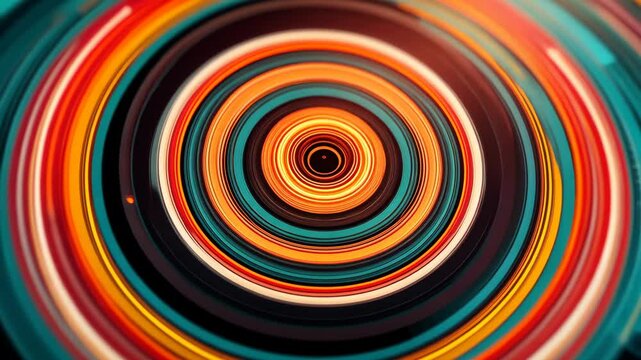 Dynamic vortex animation of multicolored concentric circles in a hypnotic motion sequence