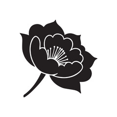 black corner flower decoration wedding ornament silhouette illustration on white background