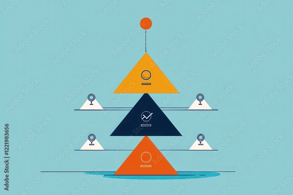 Poster a graphic illustrating a tiered pyramid structure with icons, highlighting different concepts and ob
