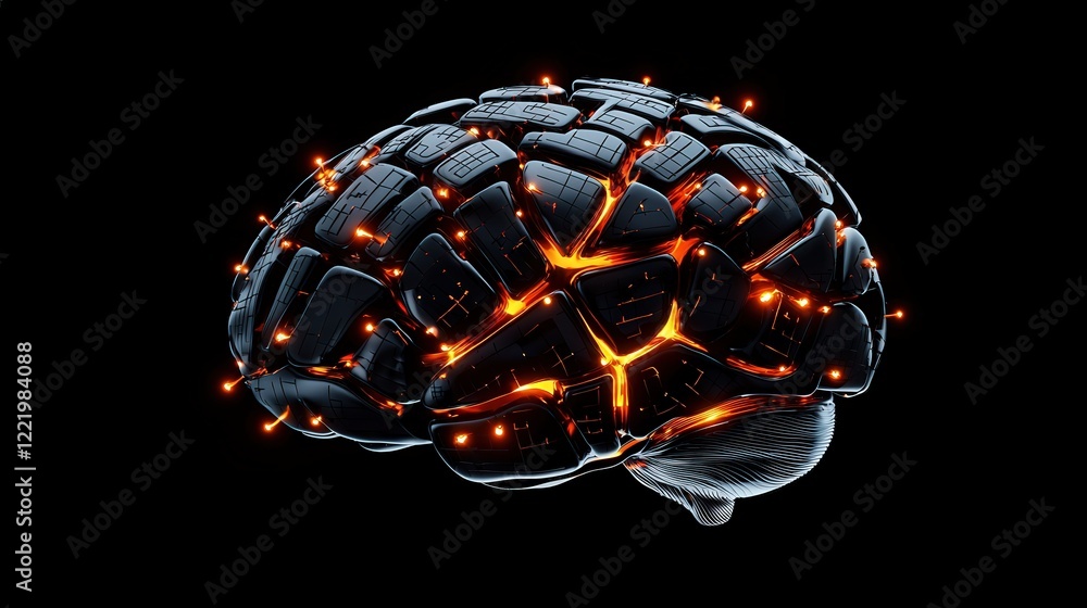 Poster brain silhouette glowing with interconnected sudoku patterns and grids
