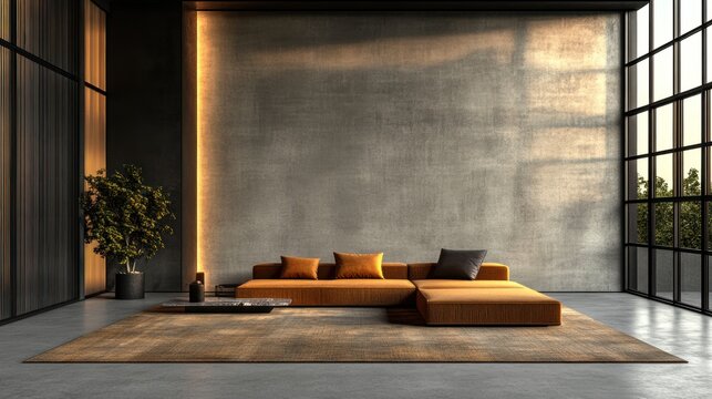 Industrial Chic Living Room Interior as Stock Photo Background