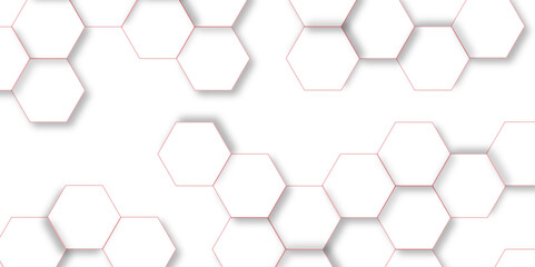 Modern simple style seamless pattern with hexagonal graphic design. Geometric art deco texture mosaic white background. abstract molecular structures in technology, wallpaper background, vector.	