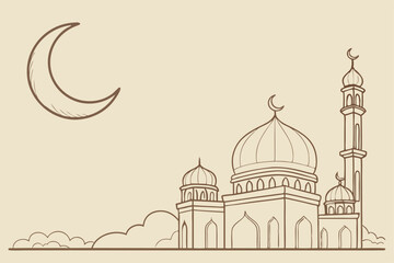 Elegant Islamic Mosque Line Art Illustration for Business or Religious Design Projects
