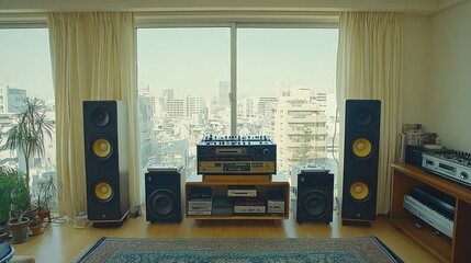 High-Fidelity Audio System with City View
