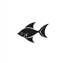 Obraz premium Black Angelfish Silhouette Aquatic Design Illustration