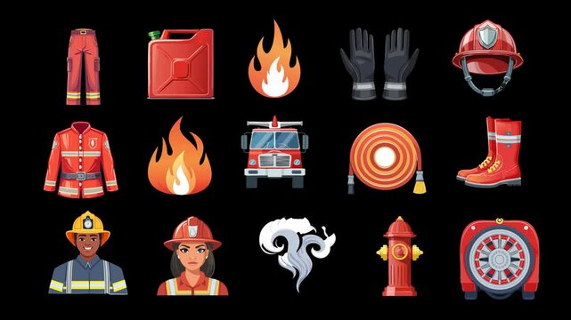 set of images of fire Animation on a transparent background 10 sec