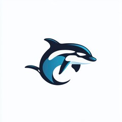 Obraz premium A stylized orca dolphin leaps gracefully through water