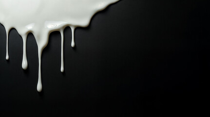 White liquid dripping down black surface