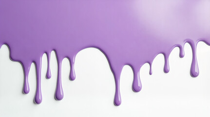 Purple liquid dripping down white surface