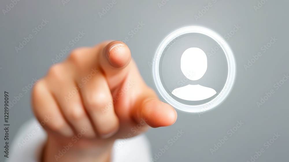 Poster closeup of fingertip engaging a modern responsive touchscreen display interface