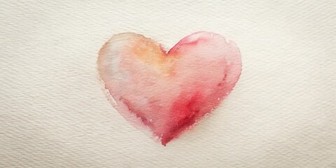 Fototapeta premium A Delicate Watercolor Heart Shape on Textured Paper
