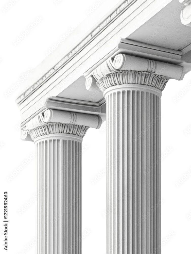 Poster a close-up showcases two fluted classical columns with an intricate entablature, highlighting the ar