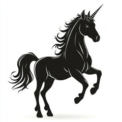 Obraz premium Majestic unicorn galloping in enchanted forest fantasy art whimsical scene magical environment side view