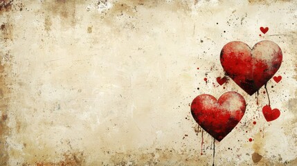 Romantic love hearts artwork abstract background digital art vintage style close-up emotions for valentine's day