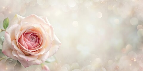 Obraz premium A Delicate Pink Rose Blossom on a Soft, Light Background