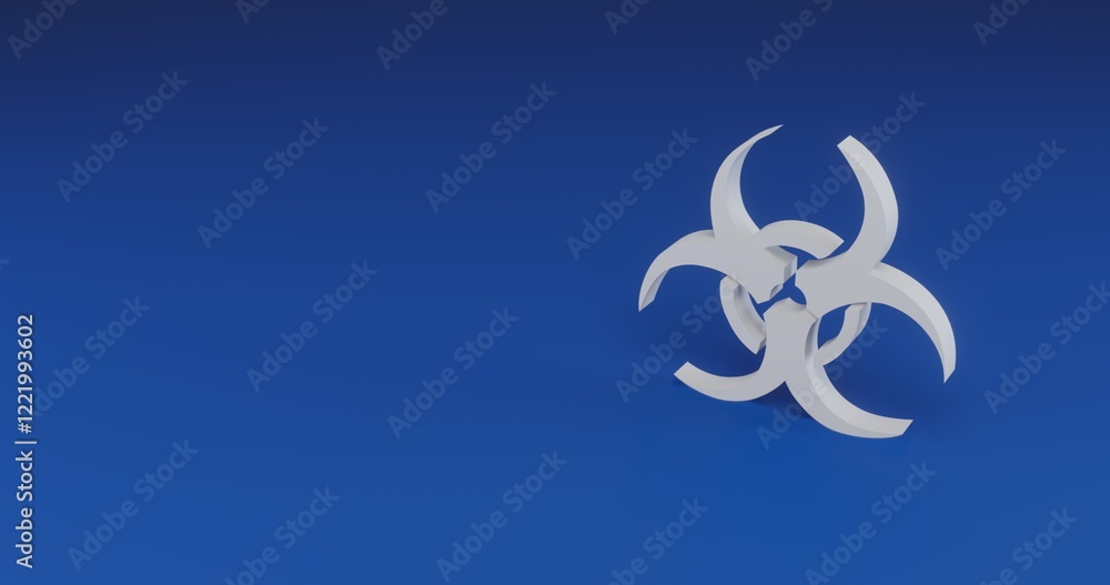 Poster isolated realistic white biohazard symbol with shadow. located on the right side of the scene. 3d il