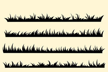 grass banner silhouette set
