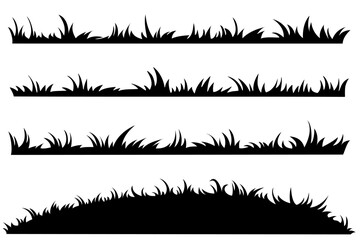 grass background silhouette set