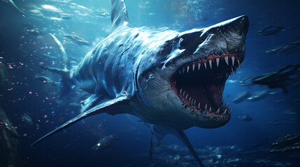 Obraz premium Dark fantasy surreal photographs of prehistoric ocean monsters, blending eerie visuals with ancient oceanic creatures.