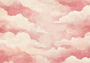 Obraz premium Pastel pink watercolor cloudscape background.