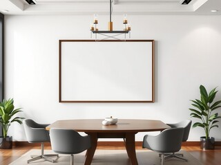 A mockup of office wall art displayed in a conference room environment, mockup, decor, contemporary
