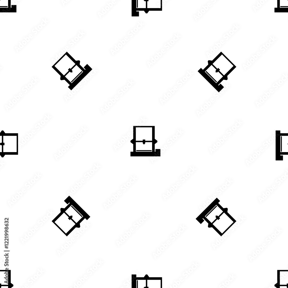 Poster seamless pattern of repeated black 3d printer symbols. elements are evenly spaced and some are rotat