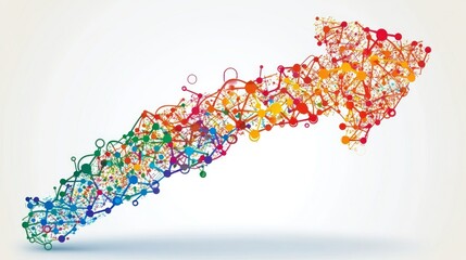 Fototapeta premium Colorful upward arrow abstract network growth presentation