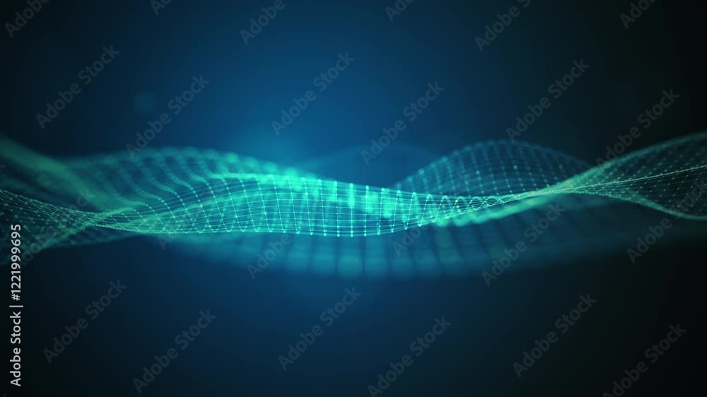 Aufkleber Digital wave big data flow, Technology data network connected with the dots, Technology blockchain connection ideas for futuristic, Motion 4K resolution.