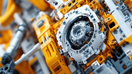 Fototapeta premium Futuristic engine rotating and generating power in complex mechanism