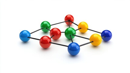 Obraz premium Colorful spheres creating connections on white background