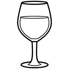 Simple Wine Glass Line Art